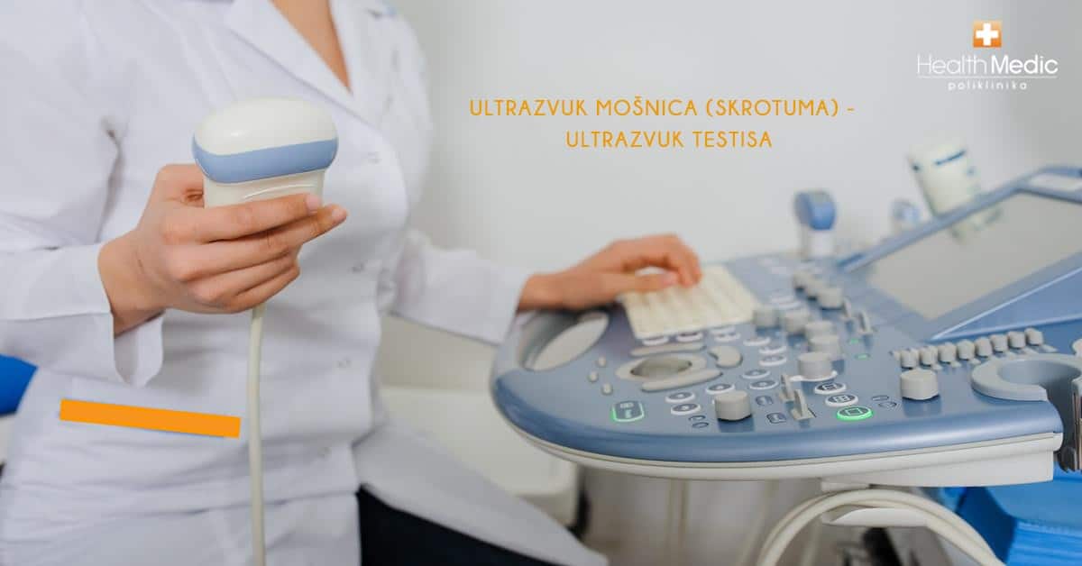 Ilustracija za opis pregleda testisa, sa naslovom "Ultrazvuk mošnica (Skrotuma) - ultrazvuk testisa"